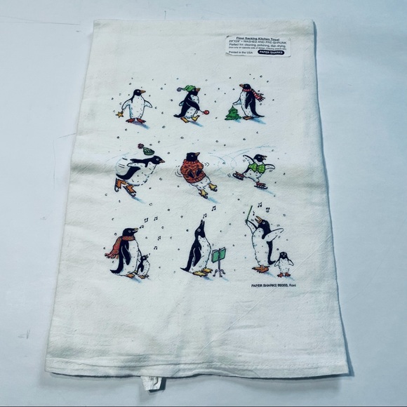 Flour Sack white towel penguins - Picture 1 of 6